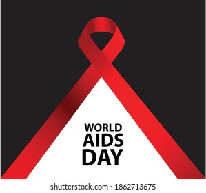 World aids day Awareness Poster. Banner with Red Ribbon. Vector illustration