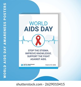World AIDS Day Awareness Poster Template Red Ribbon Health Design	
