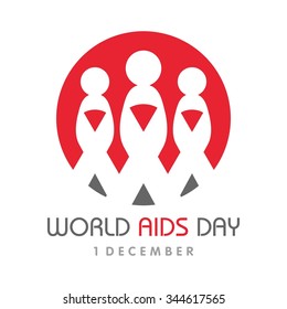 World AIDS day. AIDS awareness. AIDS red ribbon. World AIDS day - 1 December. HIV & STI. logo vector. icon vector.