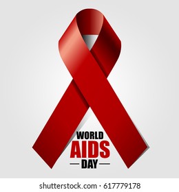 World Aids Day. Aids Awareness Red Ribbon. Vector Eps10.