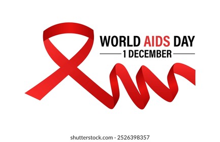 Diseño de fondo del Vector de concienciación del Día Mundial del SIDA. Cinta roja realista. Gente de Asistencia. Eps 10.