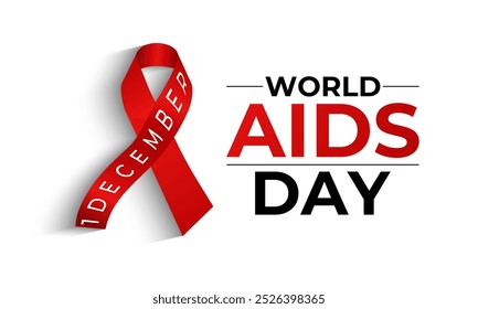 World AIDS Day Awareness Vektorhintergrund-Design. Realistisches rotes Band. Unterstützt Menschen. EPS 10.