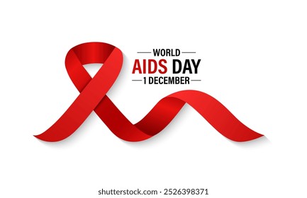 World AIDS Day Awareness Vektorhintergrund-Design. Realistisches rotes Band. Unterstützt Menschen. EPS 10.