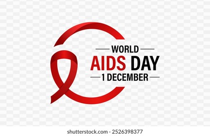 World AIDS Day Awareness vector background design. Realistic red ribbon. Support people. Eps 10.