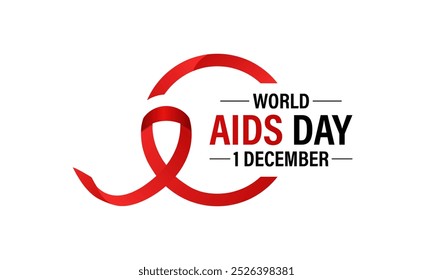 World AIDS Day Awareness vector background design. Realistic red ribbon. Support people. Eps 10.