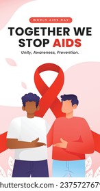 World AIDS Day background. World AIDS Day Awareness Campaign. December 1. Cartoon Vector illustration template for Poster, Banner, Flyer, Post, Card, Cover. HIV AIDS prevention design. Red ribbon.