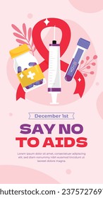 Antecedentes del Día Mundial del SIDA. Campaña mundial de sensibilización sobre el SIDA. 1 de diciembre. Plantilla de ilustración de vectores de dibujos animados para afiches, pancartas, volantes, entradas, tarjetas, carátulas. Diseño de prevención del VIH/SIDA. Cinta roja.