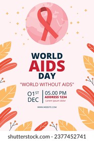 Hintergrund des Welt-AIDS-Tages. Kampagne zur Sensibilisierung für den Weltaidstag. 1. Dezember. Cartoon Vektorgrafik Vorlage für Poster, Banner, Flyer, Post, Card, Cover. Konzeption der HIV-Aids-Prävention. Rotes Band.