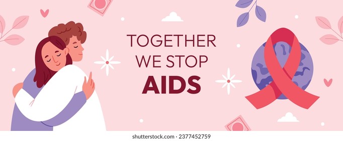 World AIDS Day background. World AIDS Day Awareness Campaign. December 1. Cartoon Vector illustration template for Poster, Banner, Flyer, Post, Card, Cover. HIV AIDS prevention design. Red ribbon.