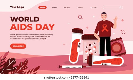 World AIDS Day background. World AIDS Day Awareness Campaign. December 1. Cartoon Vector illustration template for Poster, Banner, Flyer, Post, Card, Cover. HIV AIDS prevention design. Red ribbon.