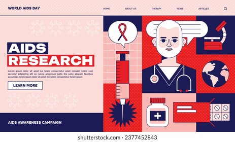 World AIDS Day background. World AIDS Day Awareness Campaign. December 1. Cartoon Vector illustration template for Poster, Banner, Flyer, Post, Card, Cover. HIV AIDS prevention design. Red ribbon.