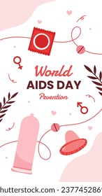 World AIDS Day background. World AIDS Day Awareness Campaign. December 1. Cartoon Vector illustration template for Poster, Banner, Flyer, Post, Card, Cover. HIV AIDS prevention design. Red ribbon.
