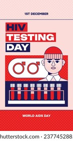 World AIDS Day background. World AIDS Day Awareness Campaign. December 1. Cartoon Vector illustration template for Poster, Banner, Flyer, Post, Card, Cover. HIV AIDS prevention design. Red ribbon.