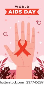 World AIDS Day background. World AIDS Day Awareness Campaign. December 1. Cartoon Vector illustration template for Poster, Banner, Flyer, Post, Card, Cover. HIV AIDS prevention design. Red ribbon.