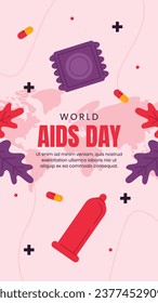 World AIDS Day background. World AIDS Day Awareness Campaign. December 1. Cartoon Vector illustration template for Poster, Banner, Flyer, Post, Card, Cover. HIV AIDS prevention design. Red ribbon.