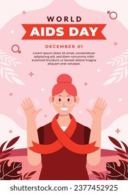 World AIDS Day background. World AIDS Day Awareness Campaign. December 1. Cartoon Vector illustration template for Poster, Banner, Flyer, Post, Card, Cover. HIV AIDS prevention design. Red ribbon.