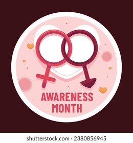 Antecedentes del Día Mundial del SIDA. Etiqueta de la Campaña Mundial de Concienciación sobre el SIDA. 1 de diciembre. Plantilla de ilustración del vector de dibujos animados para Label, Sticker, Post, Card. Diseño de stickers para la prevención del VIH/SIDA. Cinta roja.