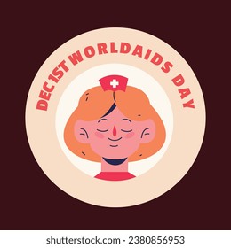 World AIDS Day background. World AIDS Day Awareness Campaign sticker. December 1. Cartoon Vector illustration template for Label, Sticker, Post, Card. HIV AIDS prevention sticker design. Red ribbon.