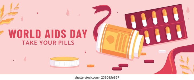 World AIDS Day background. World AIDS Day Awareness Campaign. December 1. Cartoon Vector illustration template for Poster, Banner, Flyer, Post, Card, Cover. HIV AIDS prevention design. Red ribbon.