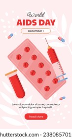 World AIDS Day background. World AIDS Day Awareness Campaign. December 1. Cartoon Vector illustration template for Poster, Banner, Flyer, Post, Card, Cover. HIV AIDS prevention design. Red ribbon.