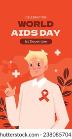 World AIDS Day background. World AIDS Day Awareness Campaign. December 1. Cartoon Vector illustration template for Poster, Banner, Flyer, Post, Card, Cover. HIV AIDS prevention design. Red ribbon.