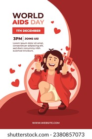 World AIDS Day background. World AIDS Day Awareness Campaign. December 1. Cartoon Vector illustration template for Poster, Banner, Flyer, Post, Card, Cover. HIV AIDS prevention design. Red ribbon.