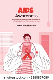 World AIDS Day background. World AIDS Day Awareness Campaign. December 1. Cartoon Vector illustration template for Poster, Banner, Flyer, Post, Card, Cover. HIV AIDS prevention design. Red ribbon.