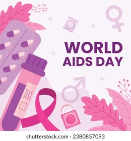 World AIDS Day background. World AIDS Day Awareness Campaign. December 1. Cartoon Vector illustration template for Poster, Banner, Flyer, Post, Card, Cover. HIV AIDS prevention design. Red ribbon.