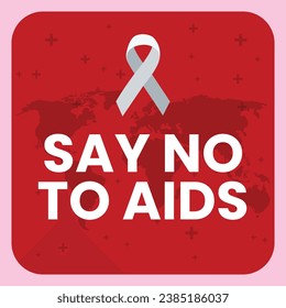 World AIDS Day background. World AIDS Day Awareness Campaign sticker. December 1. Cartoon Vector illustration template for Label, Sticker, Post, Card. HIV AIDS prevention sticker design. Red ribbon.