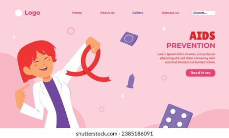 World AIDS Day background. World AIDS Day Awareness Campaign. December 1. Cartoon Vector illustration template for Poster, Banner, Flyer, Post, Card, Cover. HIV AIDS prevention design. Red ribbon.
