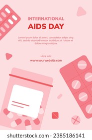 World AIDS Day background. World AIDS Day Awareness Campaign. December 1. Cartoon Vector illustration template for Poster, Banner, Flyer, Post, Card, Cover. HIV AIDS prevention design. Red ribbon.