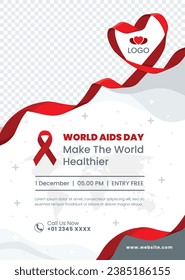 Hintergrund des Welt-AIDS-Tages. Kampagne zur Sensibilisierung für den Weltaidstag. 1. Dezember. Cartoon Vektorgrafik Vorlage für Poster, Banner, Flyer, Post, Card, Cover. Konzeption der HIV-Aids-Prävention. Rotes Band.
