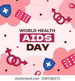 World AIDS Day background. World AIDS Day Awareness Campaign. December 1. Cartoon Vector illustration template for Poster, Banner, Flyer, Post, Card, Cover. HIV AIDS prevention design. Red ribbon.
