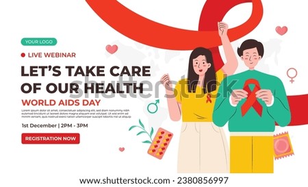 World AIDS Day background. World AIDS Day Awareness Campaign. December 1. Cartoon Vector illustration template for Poster, Banner, Flyer, Post, Card, Cover. HIV AIDS prevention design. Red ribbon.
