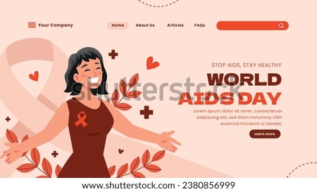 World AIDS Day background. World AIDS Day Awareness Campaign. December 1. Cartoon Vector illustration template for Poster, Banner, Flyer, Post, Card, Cover. HIV AIDS prevention design. Red ribbon.