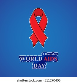 World Aids Day background with red ribbon of aids awareness
