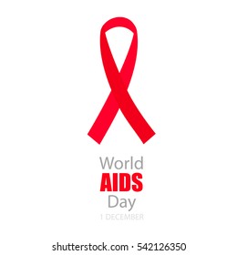 World Aids Day background with red ribbon of aids awareness