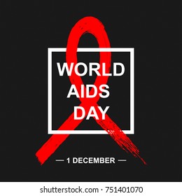 World Aids Day background with red ribbon. Vector illustration.