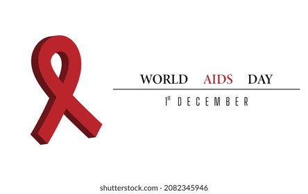 World aids day banner with 3d ribbon object. 