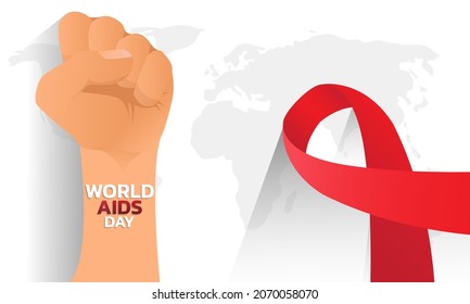 World AIDS Day Banner Background Illustration. Aids Awareness. World Aids Day concept. Red Ribbon. Vector illustration EPS10