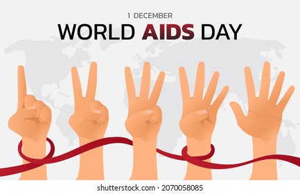 World AIDS Day Banner Background Illustration. Aids Awareness. World Aids Day concept. Red Ribbon. Vector illustration EPS10
