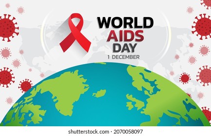 Ilustración de fondo del Día Mundial del SIDA. Concienciación sobre el Sida. Concepto del Día Mundial del Sida. Cinta roja. Ilustración del vector EPS10