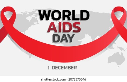 World AIDS Day Banner Background Illustration. Aids Awareness. World Aids Day concept. Red Ribbon. Vector illustration EPS10