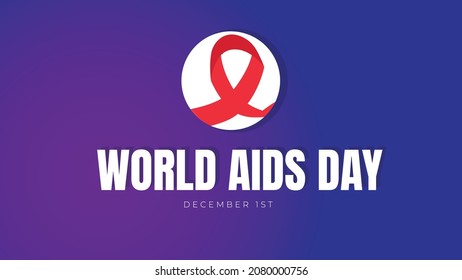 World AIDS Day Banner Background Illustration with the concept of a red ribbon with text and a white, black and red background. Design Template for Banner, Infographics, Media Social and advertising