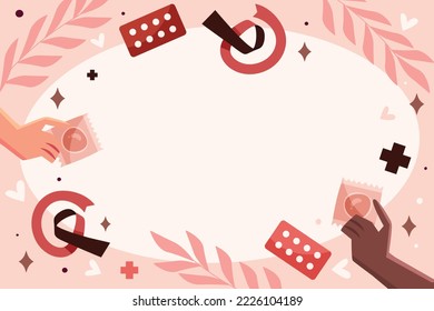 World AIDS Day Banner Background Illustration, World AIDS Day. Holding hands with Red ribbon. Aids Awareness icon design for poster, banner, t-shirt. Vector illustration isolated on white background.