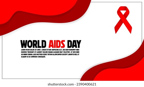 World AIDS Day Banner Backgrounds,  Aids Awareness Red Ribbon with paper cut and craft style vector illustration