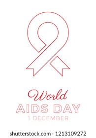 world aids day banner layout design with text and red ribbon of aids awareness. easy to edit and customize vector illustration for greeting cards, posters, invitations, brochures. eps10