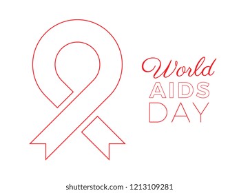 world aids day banner layout design with text and red ribbon of aids awareness. easy to edit and customize vector illustration for greeting cards, posters, invitations, brochures. eps10