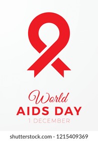 world aids day banner layout design with text and red ribbon of aids awareness. easy to edit and customize vector illustration for greeting cards, posters, invitations, brochures. eps10
