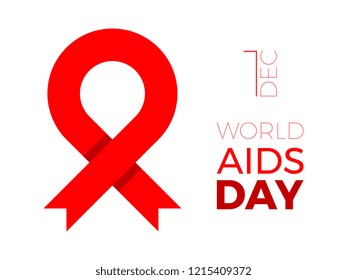 world aids day banner layout design with text and red ribbon of aids awareness. easy to edit and customize vector illustration for greeting cards, posters, invitations, brochures. eps10